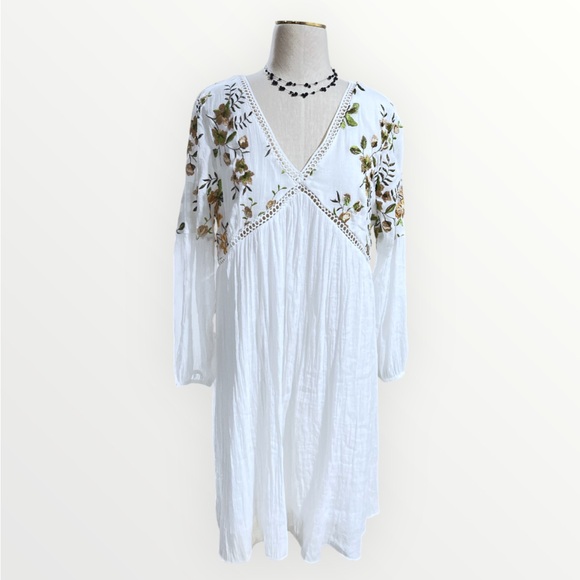 J GEE White Boho Embroidered Maxi Dress Gauze – NWT XL - Picture 1 of 13